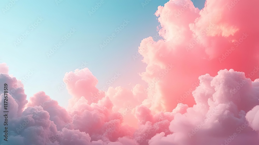 Aufkleber minimal skies concept. beautiful pink and blue clouds in a serene sky, creating a calming and dreamy