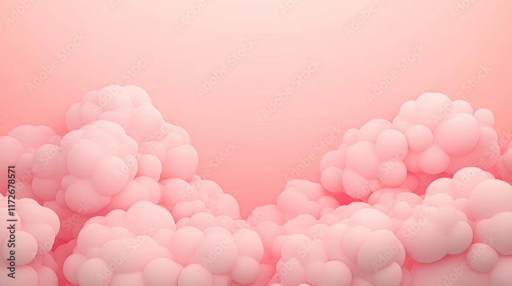 Poster Minimal skies concept. Soft pink clouds blending into a gentle gradient background for dreamy visuals.