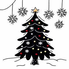 Christmas tree with snowflakes
