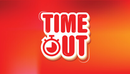 Time Out with clock multicolor Background, Timeout logo vector banner illustration