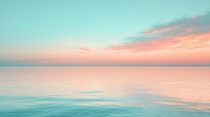 Obraz premium Minimal skies idea. A serene landscape of calm waters reflecting a pastel sky at sunset.