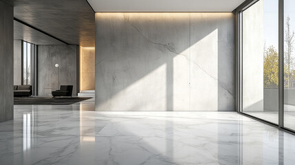 Wizualizacja pustego przestronnego wnętrza w stylu klasycznym, pusty salon, tło generative ai 