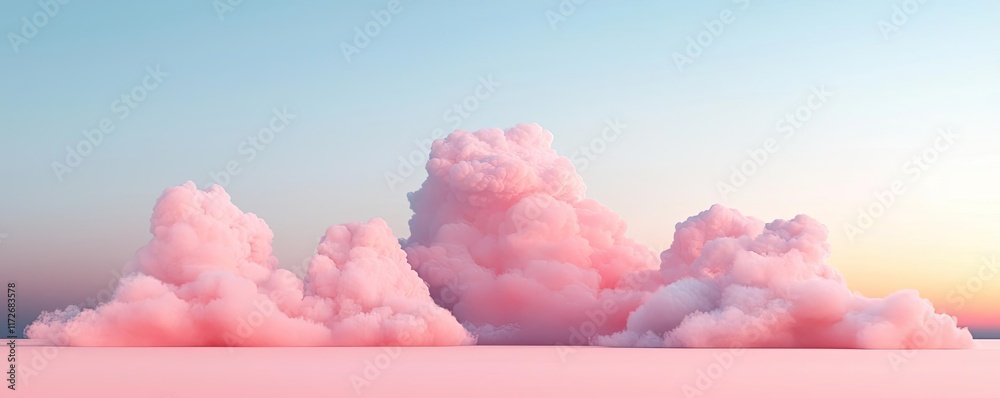 Poster minimal skies idea. soft pink clouds float in a serene sky, creating a peaceful and dreamy atmospher