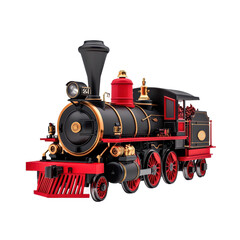 Obraz premium Vintage Steam Locomotive with Black and Red Details
