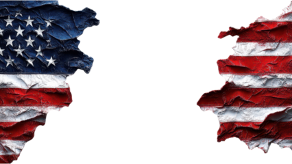 Minimalist American flag design on a clean white backdrop, emphasizing simplicity and patriotic symbolism