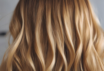 Naklejka premium Close-up of wavy, blonde hair with natural highlights.