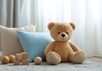 Scandinavian Kids' Room with Modern Minimalist Design, Light and Airy Ambiance for_stock Photography