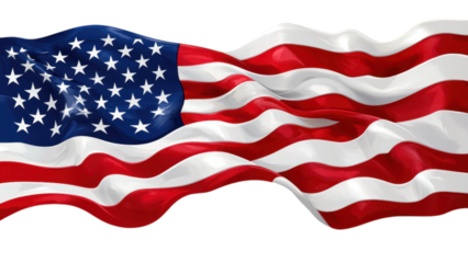 Simple American flag design, clean white backdrop, minimalistic approach, emphasizing bold colors and shapes, striking visual impact
