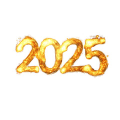 The number twenty five is written in gold letters