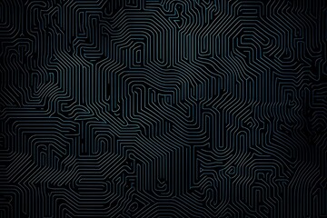 Obraz premium Abstract close-up of a glowing blue digital circuit board, showcasing intricate connections and technological design on a black background. 