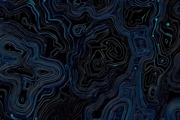 Fototapeta premium Abstract close-up of a glowing blue digital circuit board, showcasing intricate connections and technological design on a black background. 
