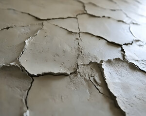 Naklejka premium Abstract image of cracked earth, depicting drought, aridity, or desertification. Ideal for environmental themes or texture backgrounds.