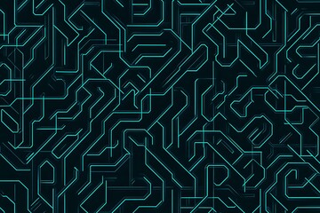 Abstract close-up of a glowing blue digital circuit board, showcasing intricate connections and technological design on a black background.
