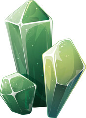 emerald crystals on a white background