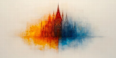 Abstract Cathedral Design: Floating Segments in Dynamic Assembly
