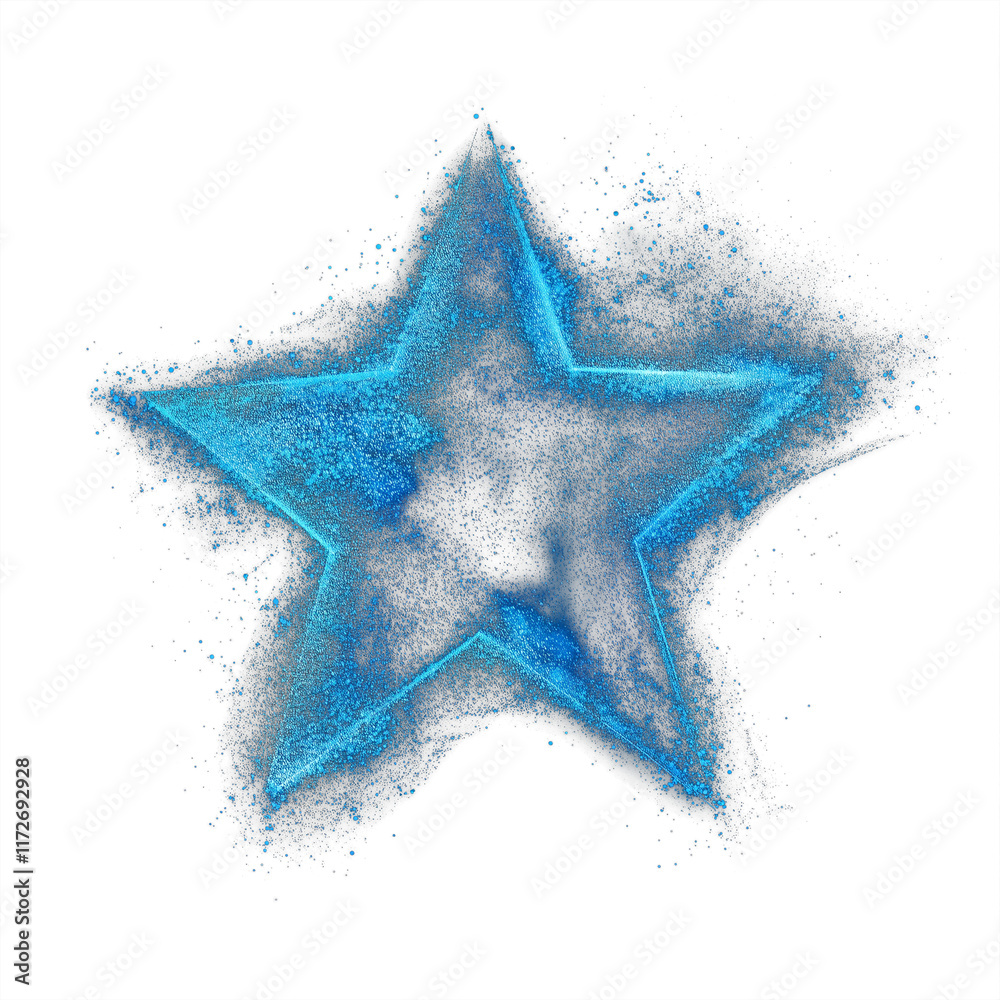 Aufkleber glowing blue star with gradient brush effect and scattered particle texture on transparency background, creating vibrant and dynamic design