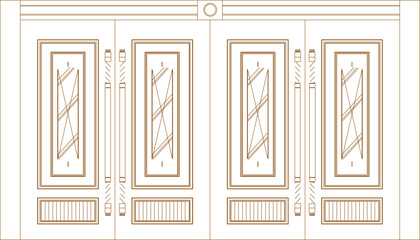 vector sketch illustration of the silhouette of a wooden door design for a large house.eps