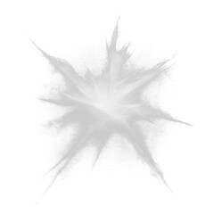 frosty white starburst with icy, feathered brushstrokes radiates against dark, isolated background, evoking sense of cold elegance and wintery beauty