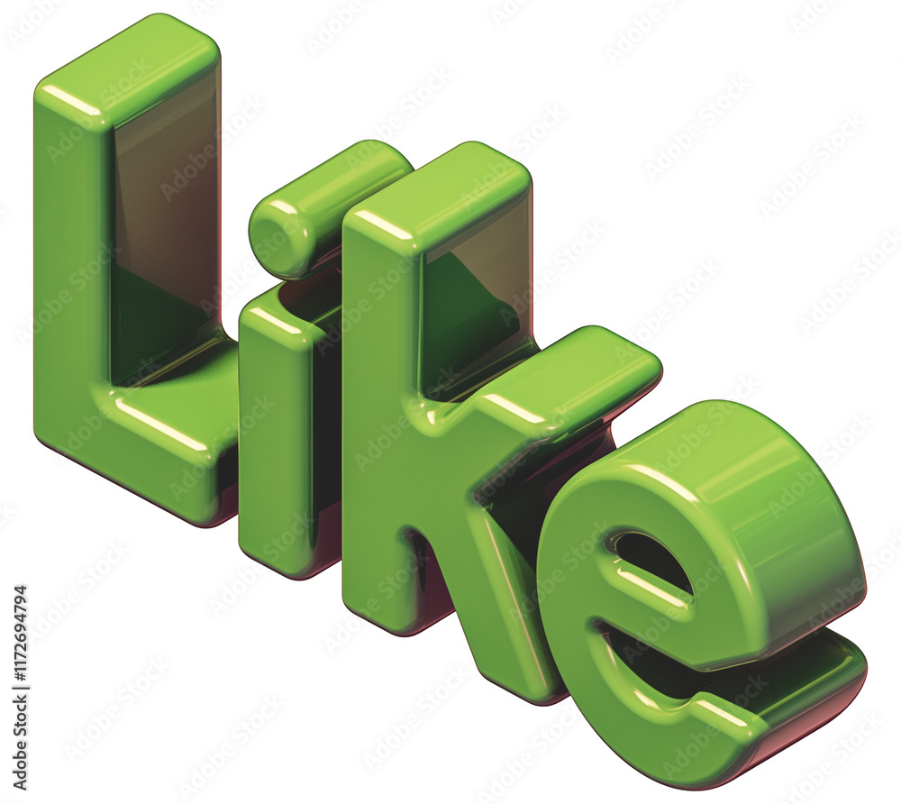 Poster Green Like icon with soft matte finish, isolated on transparency background, featuring 3D design and glossy texture for modern and vibrant look