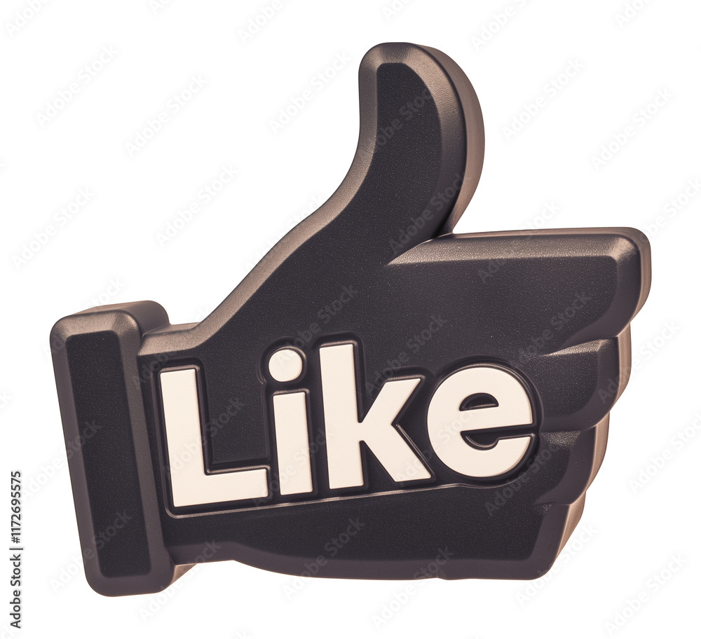 Poster matte black like icon with rubberized finish, isolated on transparency background, showcasing thumbs