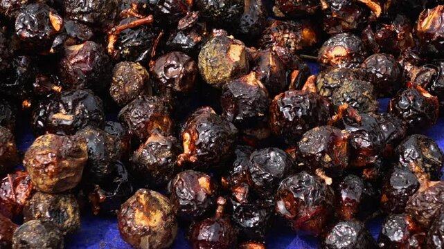 Dried Fruits of Sapindus Mukorossi as Indian Soapberry, Washnut, Ritha. Raw materials for making herbal medicines ready for sale.