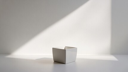 Fototapeta premium A square trash can with a minimalist design on a clean white surface