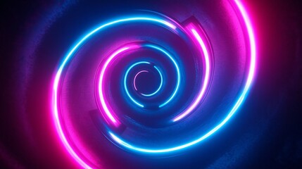 Colorful Neon Spirals with Dynamic Light Effects in Dark Background