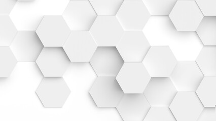White hexagons geometric background, minimal honeycomb pattern wallpaper.