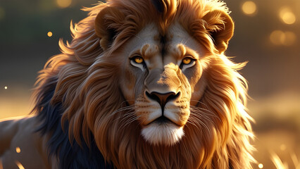 Majestic Lion in the Golden Afternoon A Hyper-Realistic Portrait
