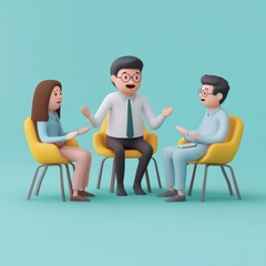 Obraz premium 3D Render of a Business Meeting Group Therapy Session: Collaboration, Communication, and Teamwork