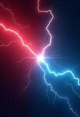High-Resolution Lightning Clash: Vivid Red and Blue Background Featuring Intense Flash for Competitive Themes