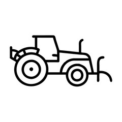 Minimalist black line art of a farming tractor.