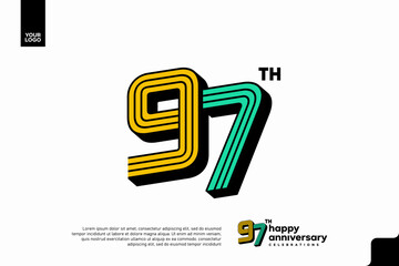 Number 97 logo icon design, 97th birthday logo number, anniversary 97