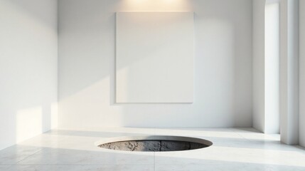 Minimalist interior design featuring a floor void and blank canvas