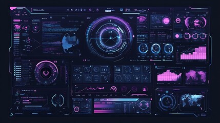 Futuristic Technological Interface Displays Data And Graphics