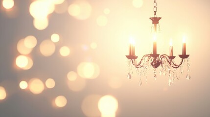 Elegant Chandelier Shining Brightly with Beautiful Bokeh Background Effects