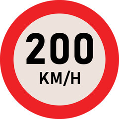 200 Kilometer Speed Limit Sign