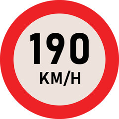 190 Kilometer Speed Limit Sign