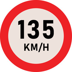 135 Kilometer Speed Limit Sign