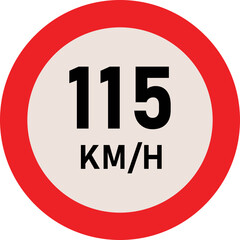 115 Kilometer Speed Limit Sign