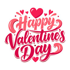 A striking graphic design featuring the phrase Happy Valentine's Day" in vibrant red and pink watercolor-style lettering"