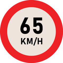 65 Kilometer Speed Limit Sign