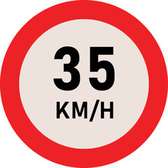 35 Kilometer Speed Limit Sign