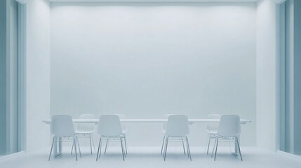 Minimalist Conference Room with White Walls and Chairs