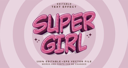 Editable text style effect - Super Girl text style theme.