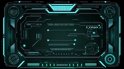 Obraz premium Futuristic Teal Technology Interface Design Panel