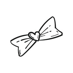 Valentine love bow tie hand drawn line vector illustration