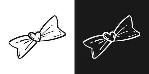 Valentine love bow tie hand drawn line vector illustration