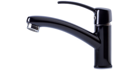Black faucet, isolated on transparent background