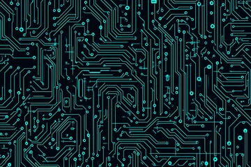 Abstract close-up of a glowing blue digital circuit board, showcasing intricate connections and technological design on a black background.
